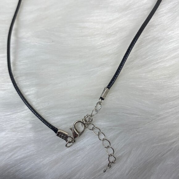 Silver Tone Modernist Swirl Sun Pendant Black Cord - Picture 6 of 6